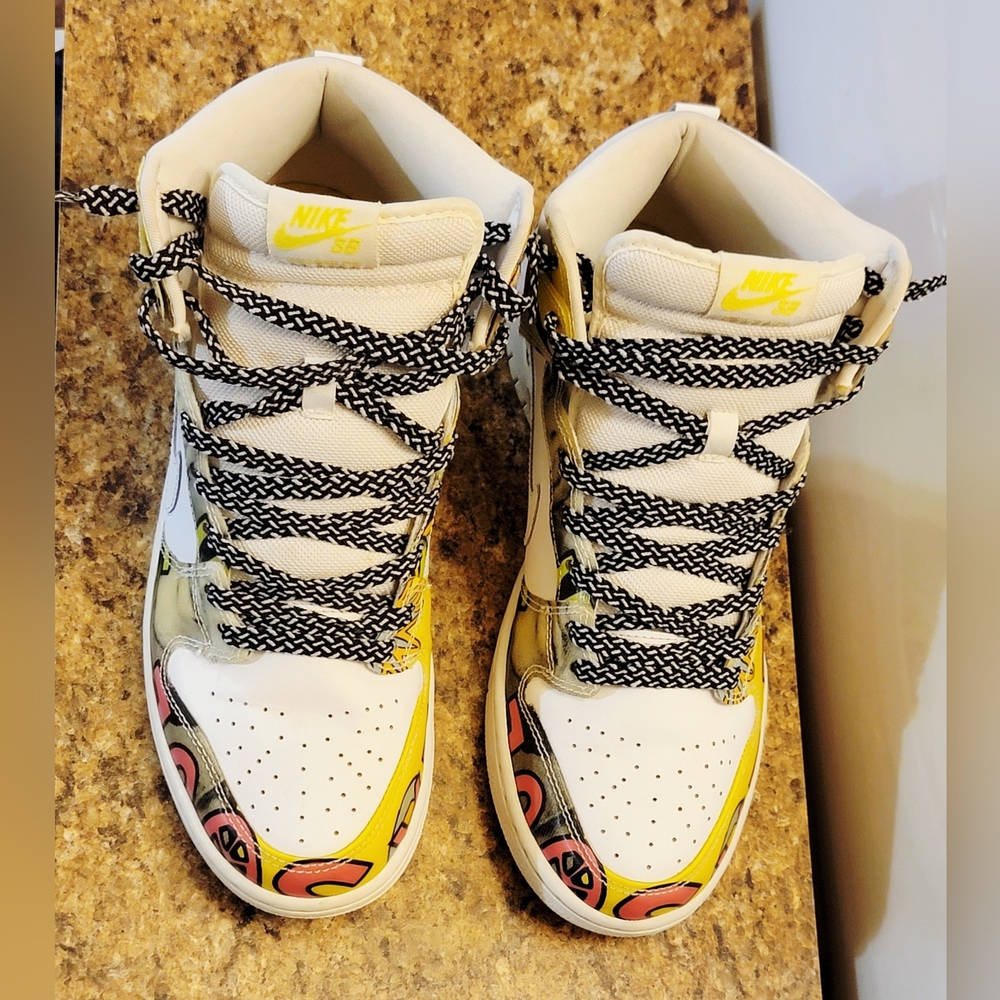 Nike Dunk High Premium SB QS 'De La Soul' 748751-177 Size 9 Mens White/Firefly - Picture 5 of 8